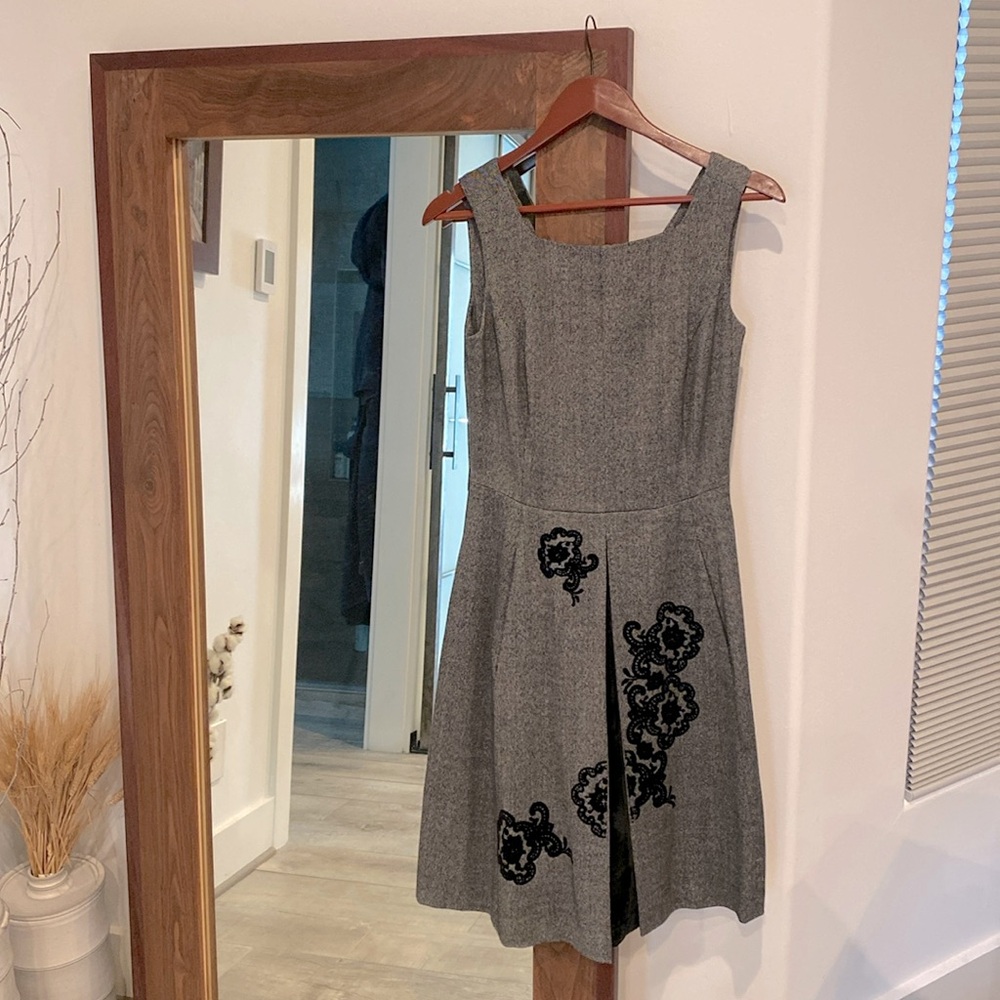 Debbie Shuchat beautiful a-line dress with embroidered skirt and velvet inserts